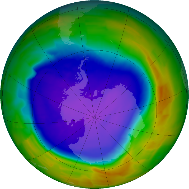 Antarctic ozone map for 07 October 2011